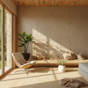 Hempcrete sustainable building material made from hemp and lime, showing the natural texture and composition of the eco-friendly construction material