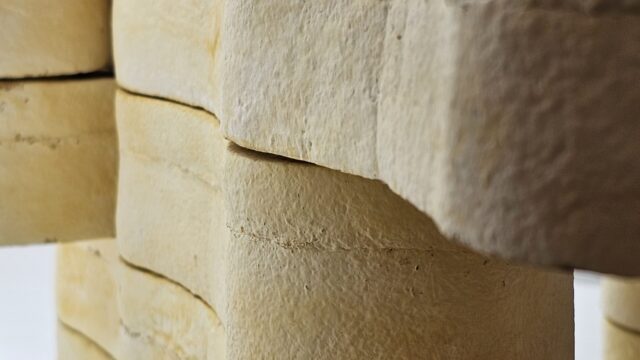 Close-up texture of MYCL biodegradable solid mycelium composite material, 100% bio-based and home compostable.
