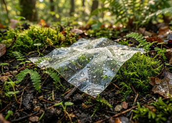 Comparison infographic showing the difference between degradable plastic fragments, biodegradable materials, and compostable packaging standards.