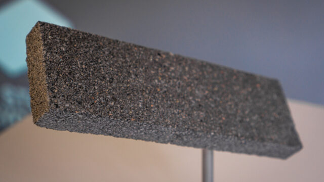Biolith biocement tile grown by Biomason using microorganisms, a zero-carbon alternative to traditional concrete and ceramics.