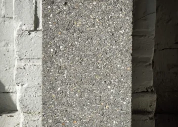 Biolith biocement tile grown by Biomason using microorganisms, a zero-carbon alternative to traditional concrete and ceramics.