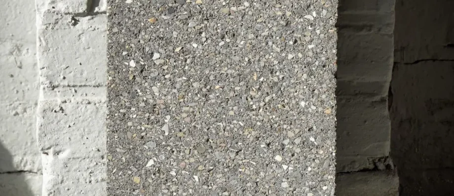 Biolith biocement tile grown by Biomason using microorganisms, a zero-carbon alternative to traditional concrete and ceramics.