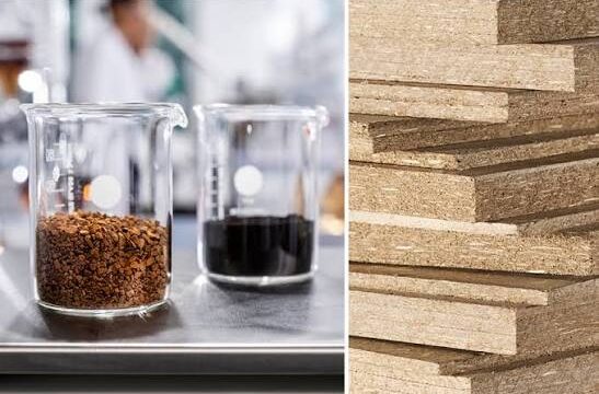 Engineered wood panels bonded with NeoLigno by Stora Enso, a 100% bio-based, formaldehyde-free and isocyanate-free kraft lignin resin-biolisty