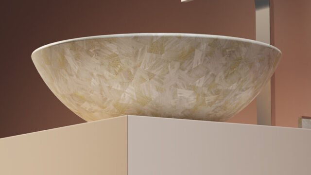 Luxury architectural tiles and wall surfaces made from upcycled biowaste and eggshells by Nature Squared.