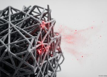Microscopic visualization of SVOC chemical migration and off-gassing from synthetic polymer matrix.