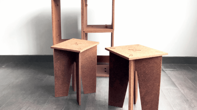 Rigid Cocoboard® bio-composite panels manufactured by Naturloop using upcycled coconut husks and a formaldehyde-free bio-binder.