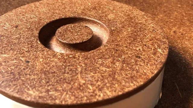 Rigid Cocoboard® bio-composite panels manufactured by Naturloop using upcycled coconut husks and a formaldehyde-free bio-binder.