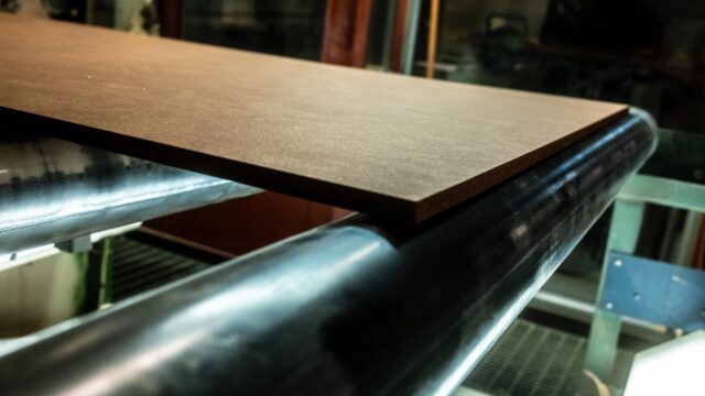 Rigid Cocoboard® bio-composite panels manufactured by Naturloop using upcycled coconut husks and a formaldehyde-free bio-binder.